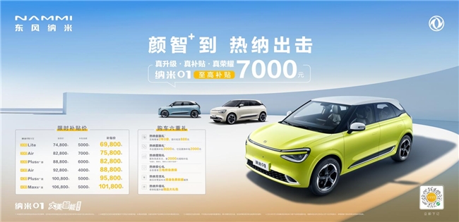 接住這潑天富貴！東風(fēng)納米01至高補(bǔ)貼7000元，新款智+版增配降價(jià)